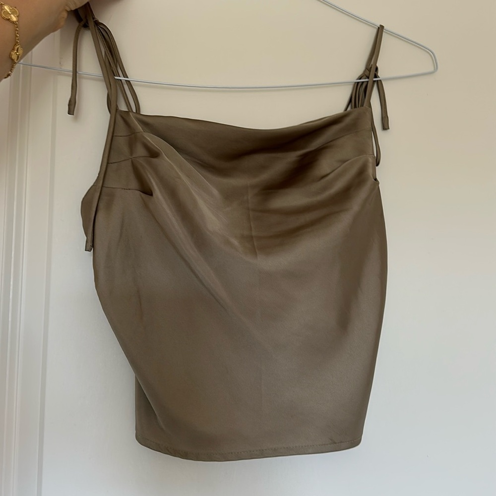 Satin Side Zip Tie Tank